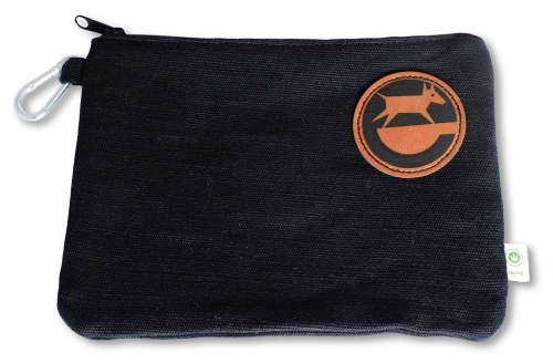 Eco-friendly hemp zip pouch with Earthdog logo patch