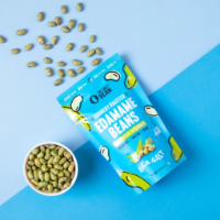 only bean vegan crunch roasted edamame now available in kym's vegan market