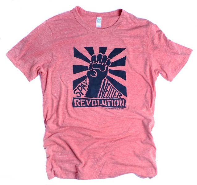 earthdog spay neuter t shirt in light red